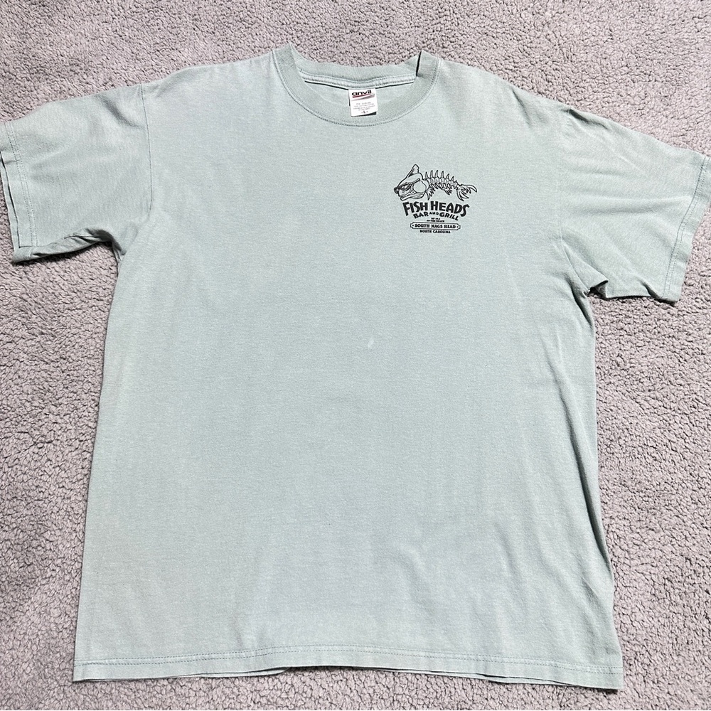 Fishheads Bar & Grill Nags Head NC Graphic T-Shirt Size L 100% Cotton Mens